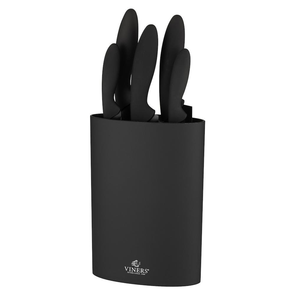 Set de 5 Cuchillos de Acero Inoxidable con Base Color Negro