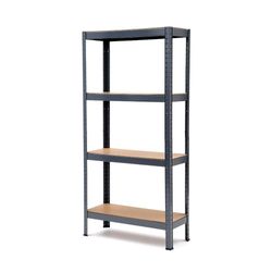 Estante Metálico con Madera 4 Niveles Gris