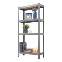 Estante Metálico con Madera 4 Niveles Gris