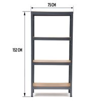 Estante Metálico con Madera 4 Niveles Gris
