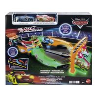 Pista Cars Glow Racers Lanzamiento y Cruce Rayo McQueen