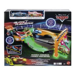 Pista Cars Glow Racers Lanzamiento y Cruce Rayo McQueen