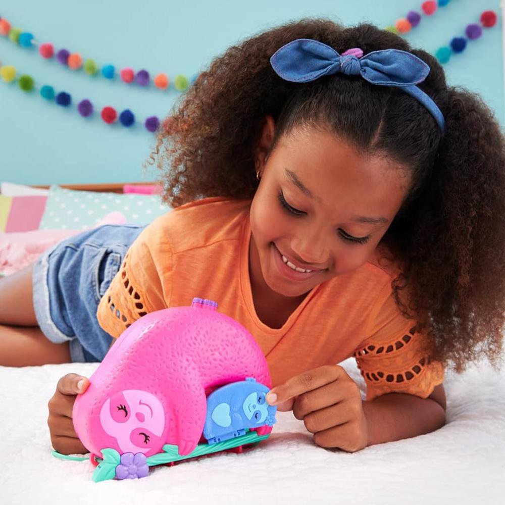 Set de Juego Polly Pocket Estuche Familia de Perezosos 2 en 1 de 35 Piezas 4+ Años Polly P…