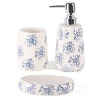 Set de 3 Piezas para Baño Azul con Blanco