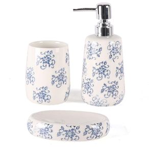 Set de 3 Piezas para Baño Azul con Blanco
