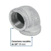 Codo 90° Acero Galvanizado de 3/4 Plg
