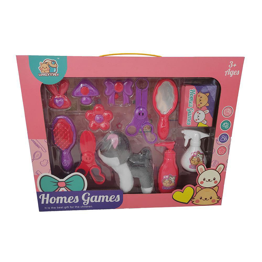 Set de Peluquería para Mascotas Homes Games con Gato 3+ Años Color Rosado Set de Peluquería para Mascotas Homes Games
