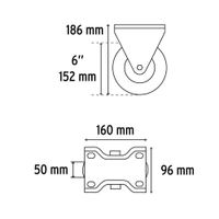 Rodo De Hule Con Placa Fija Con Balero 152 Mm - Fiero