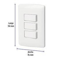 Interruptor Triple Sencillo Italiana Blanco - Volteck