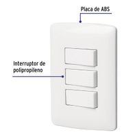 Interruptor Triple Sencillo Italiana Blanco - Volteck