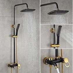 Set de Ducha Negro y Dorado 4 Pzas - Prymium