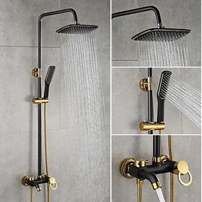 Set de Ducha Negro y Dorado 4 Pzas - Prymium