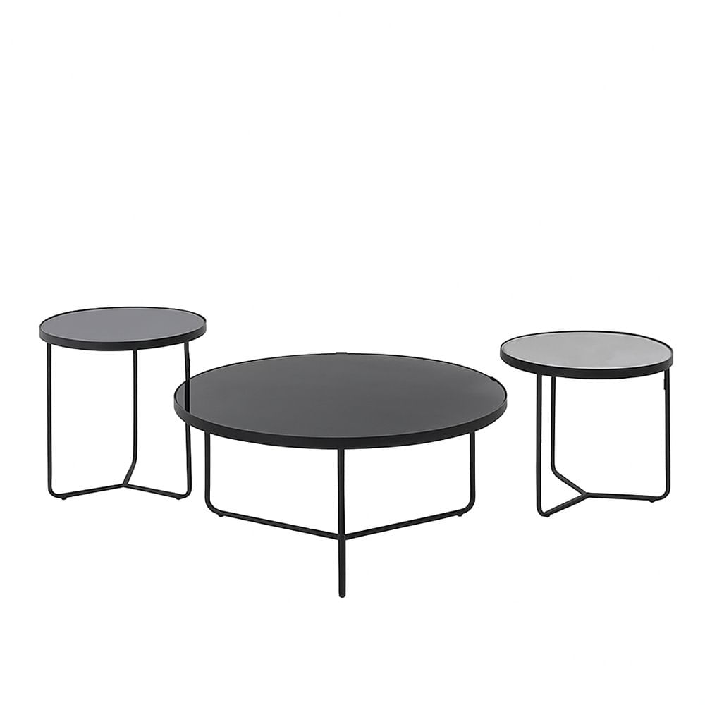 Set de 3 Mesas de Centro Trento Color Gris y Negro