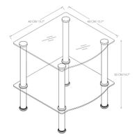 Mesa Auxiliar de Vidrio Templado con Estructura Metálica de 2 Niveles