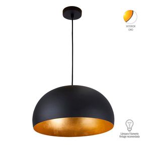 Lámpara Colgante Agora II 1 Luz Negro y Dorado