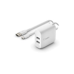 Cargador de Pared Dual Usb-a a Usb-c 24w Blanco