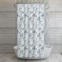 Set de Cortina con Ganchos Blanca Diseño Mármol