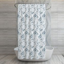 Set de Cortina con Ganchos Blanca Diseño Mármol