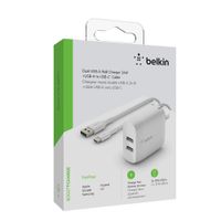 Cargador de Pared Dual Usb-a a Usb-c 24w Blanco