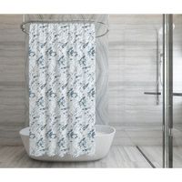 Set de Cortina con Ganchos Blanca Diseño Mármol