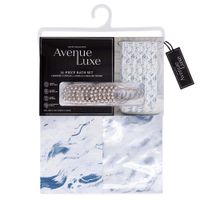 Set de Cortina con Ganchos Blanca Diseño Mármol