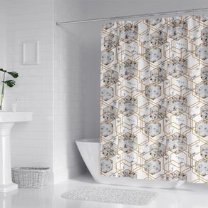 Set de Cortina para Baño con Ganchos y Liner