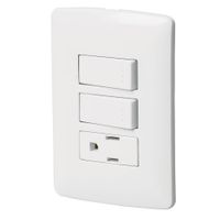 Interruptor Doble + Tomacorriente Italiana Blanco - Volteck