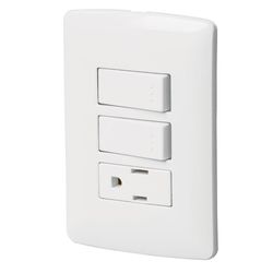 Interruptor Doble + Tomacorriente Italiana Blanco - Volteck