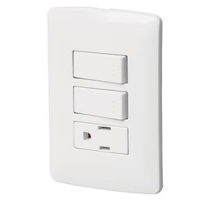 Interruptor Doble + Tomacorriente Italiana Blanco - Volteck