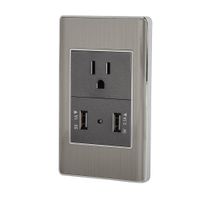 Tomacorriente + 2 Puertos USB Lisboa Acero - Volteck