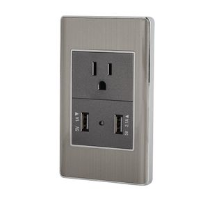 Tomacorriente + 2 Puertos USB Lisboa Acero - Volteck