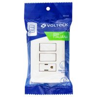 Interruptor Doble + Tomacorriente Italiana Blanco - Volteck