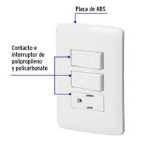 Interruptor Doble + Tomacorriente Italiana Blanco - Volteck