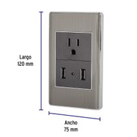 Tomacorriente + 2 Puertos USB Lisboa Acero - Volteck