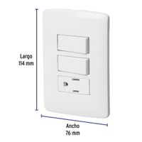 Interruptor Doble + Tomacorriente Italiana Blanco - Volteck