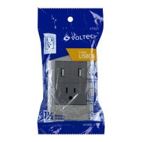 Tomacorriente + 2 Puertos USB Lisboa Acero - Volteck