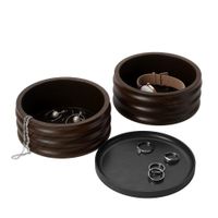 Joyero Circular de Madera con Tapa Café Oscuro