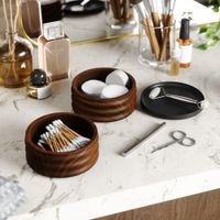 Joyero Circular de Madera con Tapa Café Oscuro