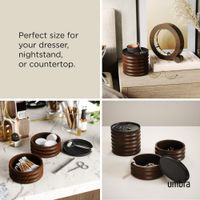 Joyero Circular de Madera con Tapa Café Oscuro