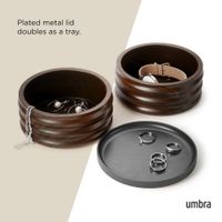 Joyero Circular de Madera con Tapa Café Oscuro