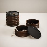 Joyero Circular de Madera con Tapa Café Oscuro