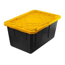 Caja Almacenadora 102 L Plástica Negra y Tapadera Amarilla