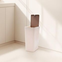 Basurero Plástico Beige y Café 12 L