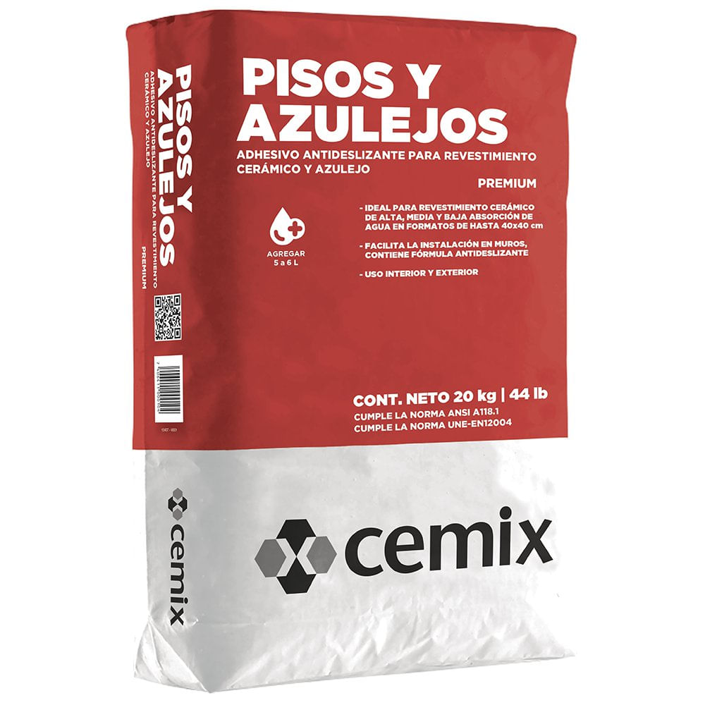 Adhesivo para Pisos y Azulejos Color Gris de 20 kg – Cemix