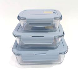 Set de 3 Contenedores Herméticos con Tapas Celeste