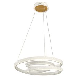 Lámpara Circular LED de Colgar Blanco y Madera