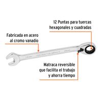 Llave Combinada con Matraca Reversible 14 X 188 Mm