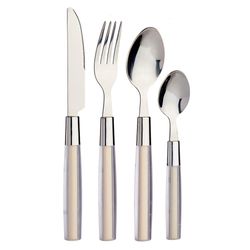 Set de Cubiertos Acero Inoxidable con Mango Beige 16 Pzas