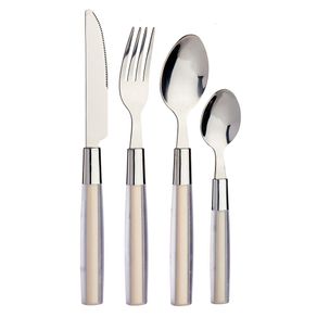 Set de Cubiertos Acero Inoxidable con Mango Beige 16 Pzas