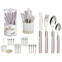 Set de Cubiertos Acero Inoxidable con Mango Beige 16 Pzas